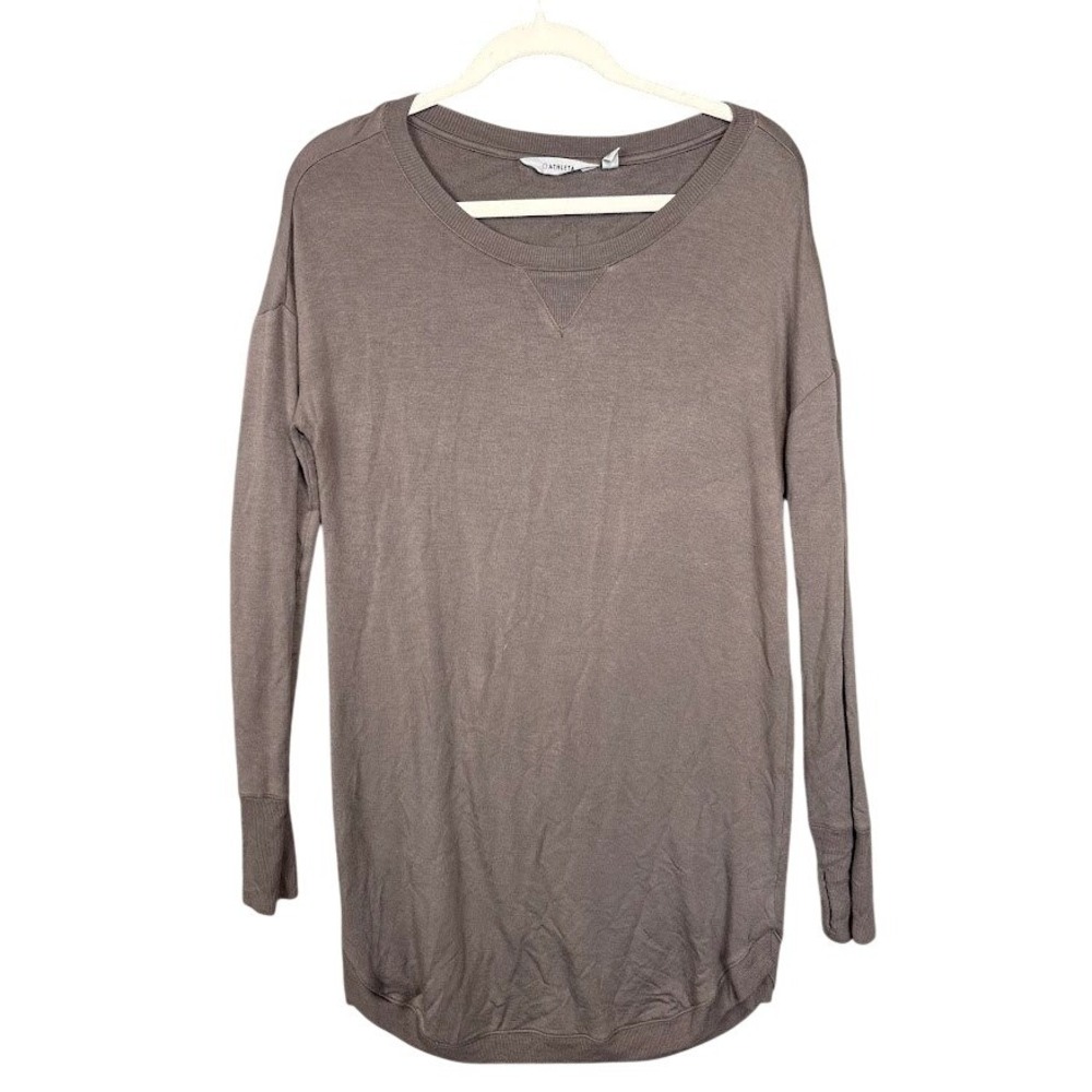 Athleta Womens Taupe Modal‎ Tunic Sweatshirt Thumbholes 868905 Brown Small